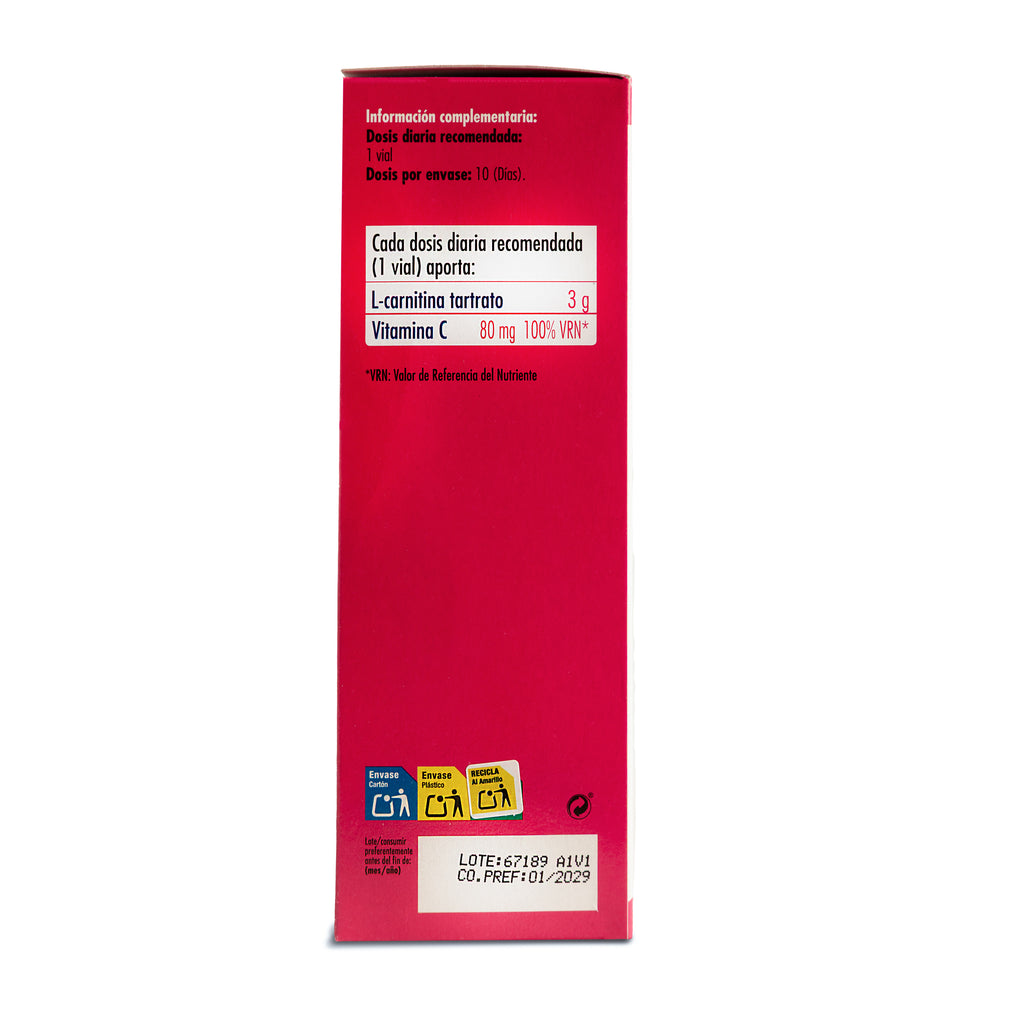 3000 L CARNITINA CADA DOSIS DIARIA RECOMENDADA (UN VIAL) APORTA L-CARNITINA TARTRATO 3g, VITAMINA C 80mg 