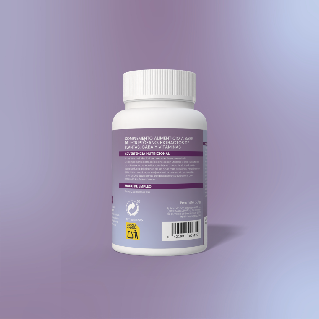 5HTP + B6 + Biotin + Mg + Gaba + Rhodiola 60 vegetable capsules of 620mg