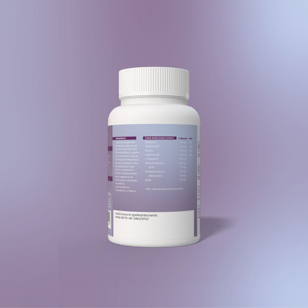 5HTP + B6 + Biotin + Mg + Gaba + Rhodiola 60 vegetable capsules of 620mg