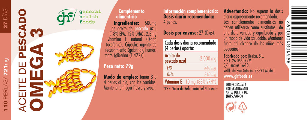 Fish Oil - Omega 3 110 softgels of 721mg