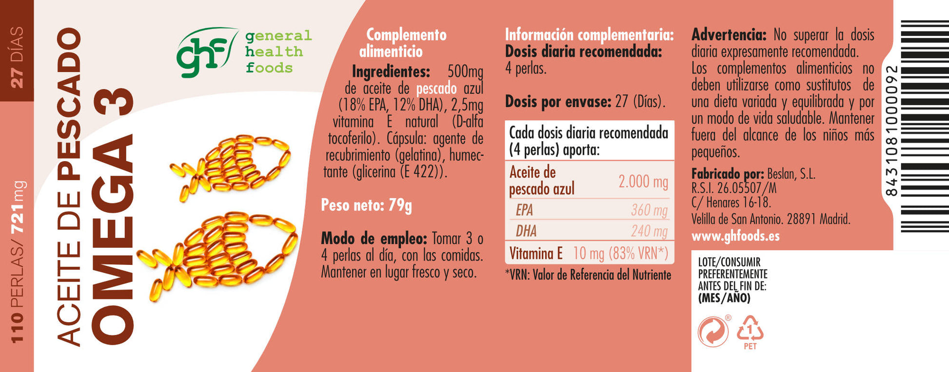 Fish Oil - Omega 3 110 softgels of 721mg