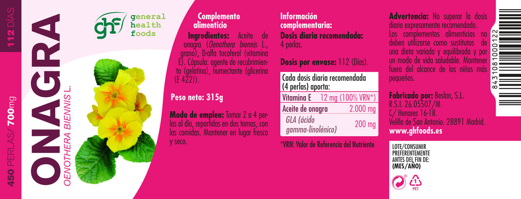 Evening Primrose Oil 450 pearls of 700mg