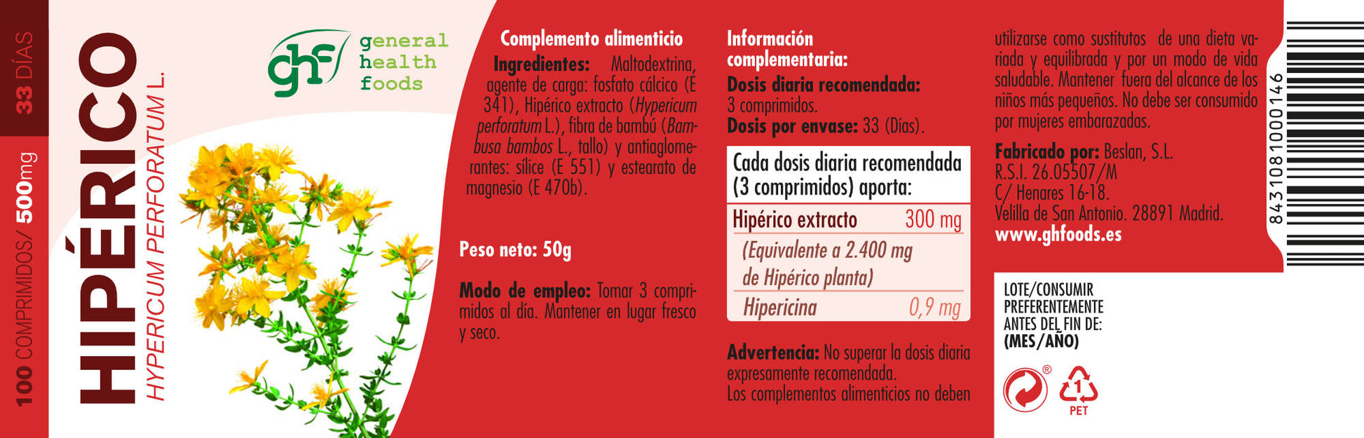 St. John's Wort 100 500mg tablets