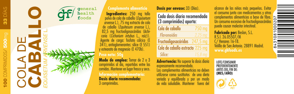 Horsetail 100 tablets of 500mg