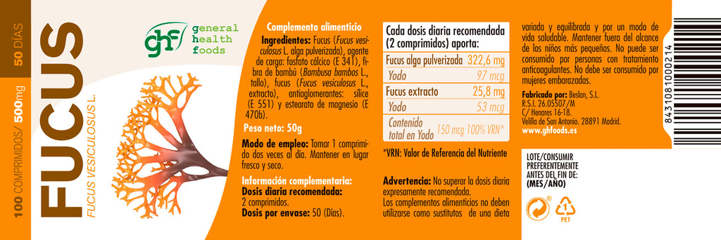 Fucus 100 tablets of 500mg