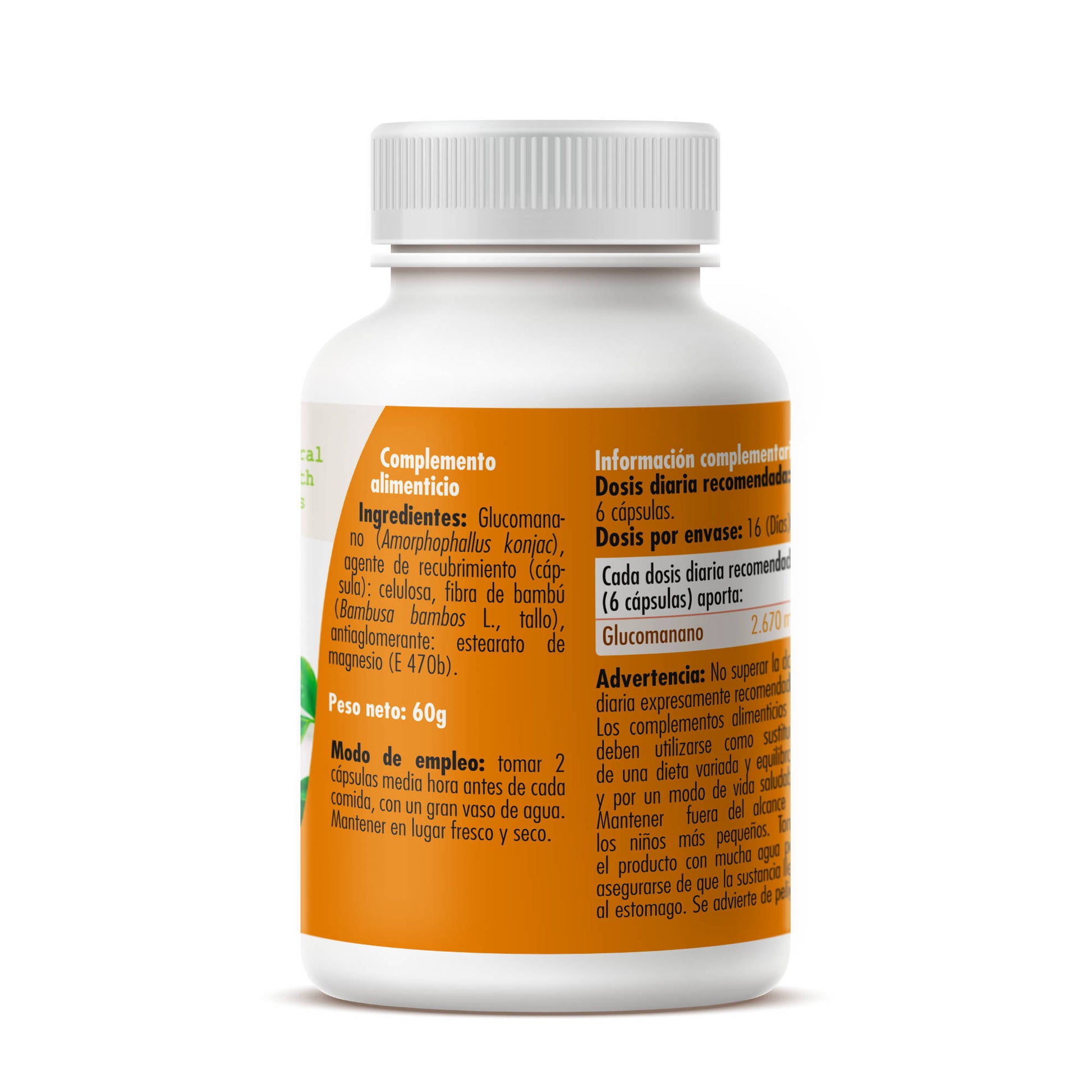 Glucomannan - Konjac 120 vegetable capsules of 760mg