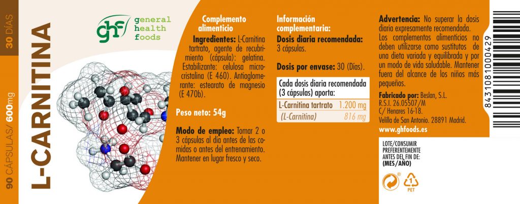 L-Carnitine 90 600mg capsules