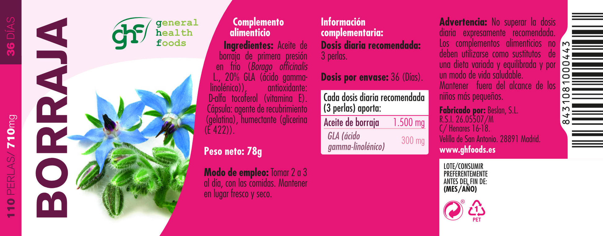 Borage Oil 110 Pearls of 710mg