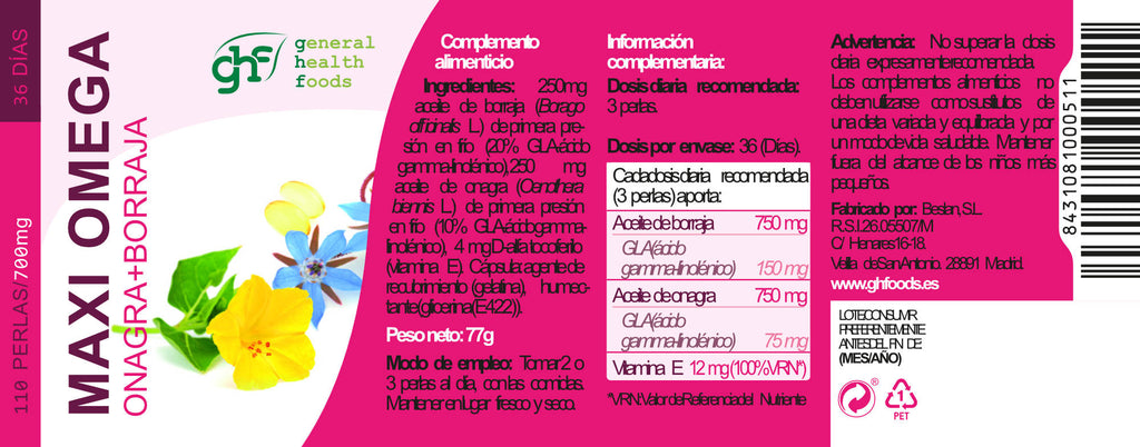 Omega 6 (Evening Primrose Oil + Borage) 110 pearls of 700mg