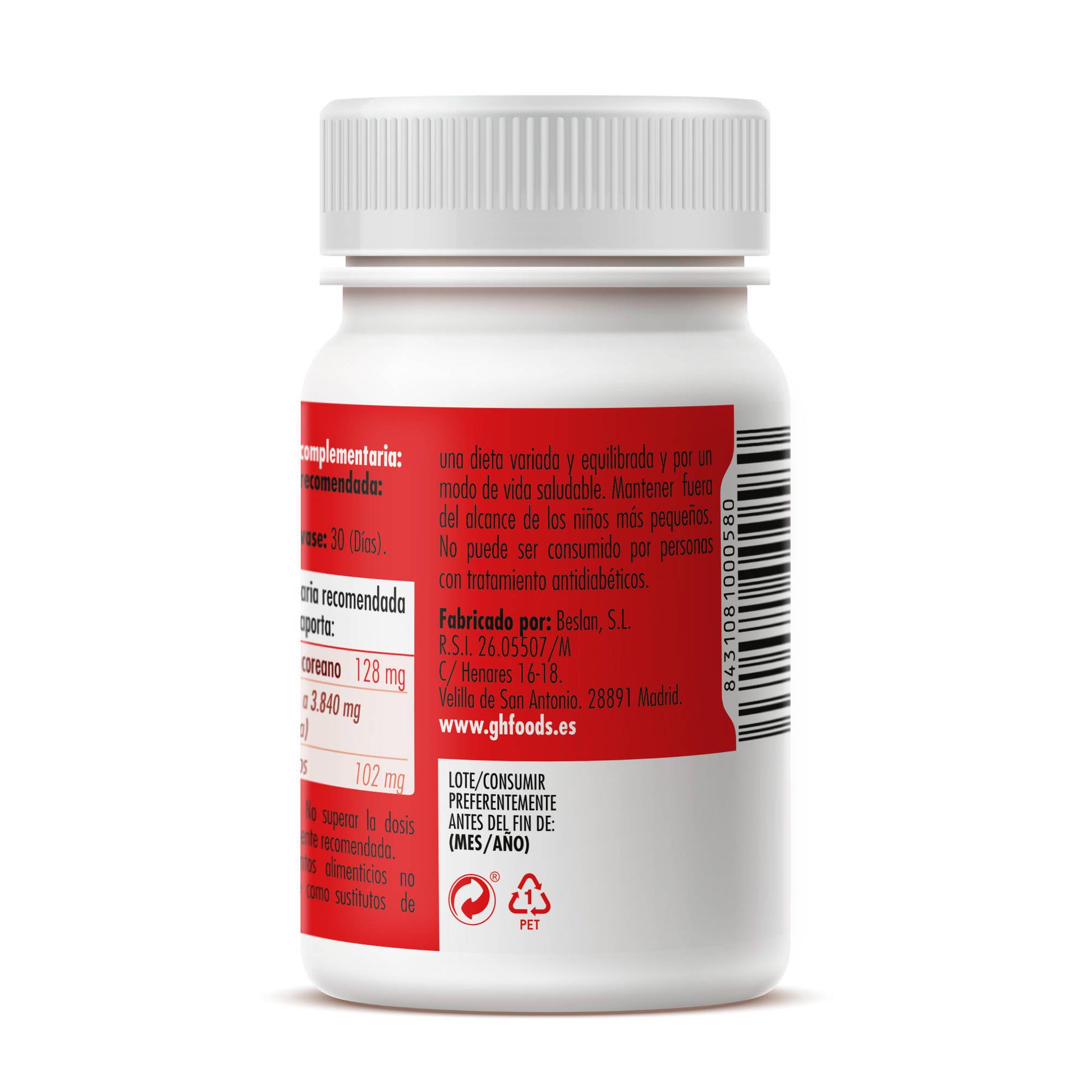 Korean Red Panax Ginseng 60 Vegetable Capsules