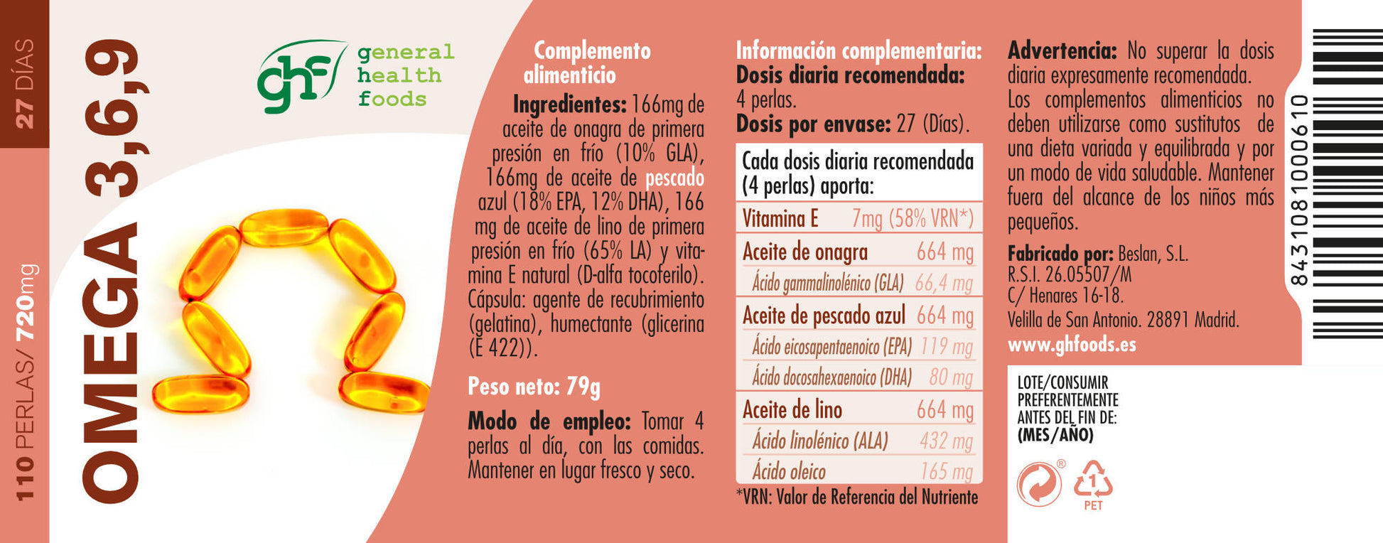 Omega 3, 6, 9 110 pearls of 700mg