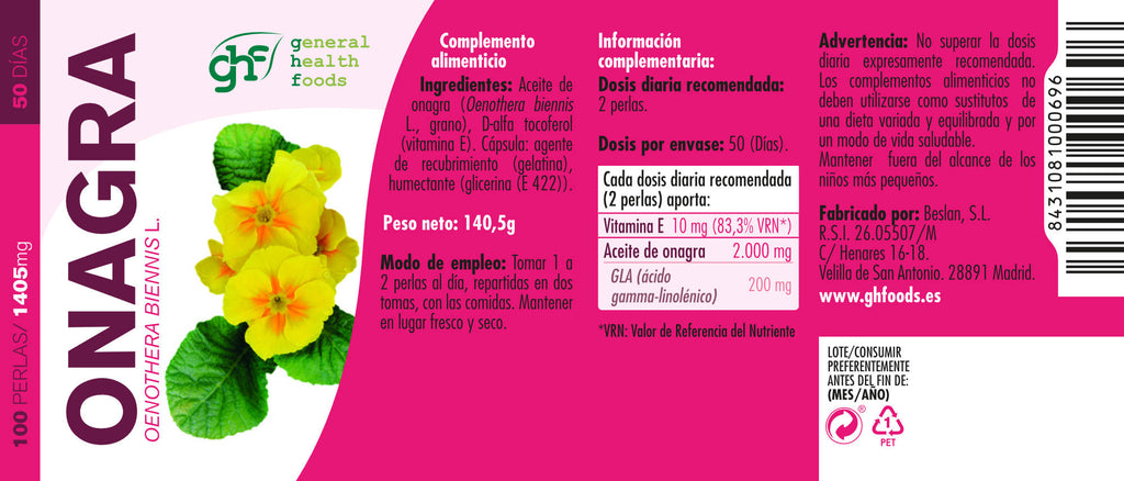 Evening Primrose Oil 100 pearls of 1405mg