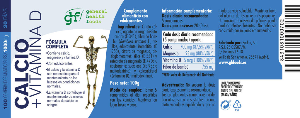 Calcium + Vitamin D3 100 1g tablets