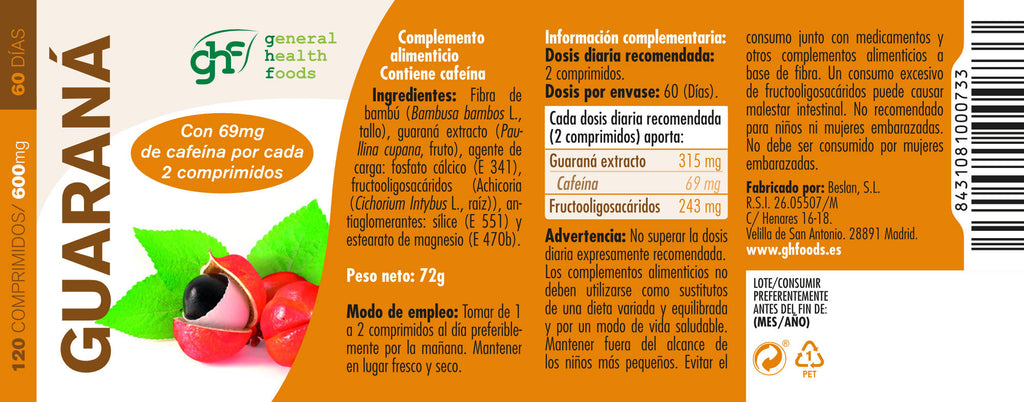 Guarana 120 600mg tablets