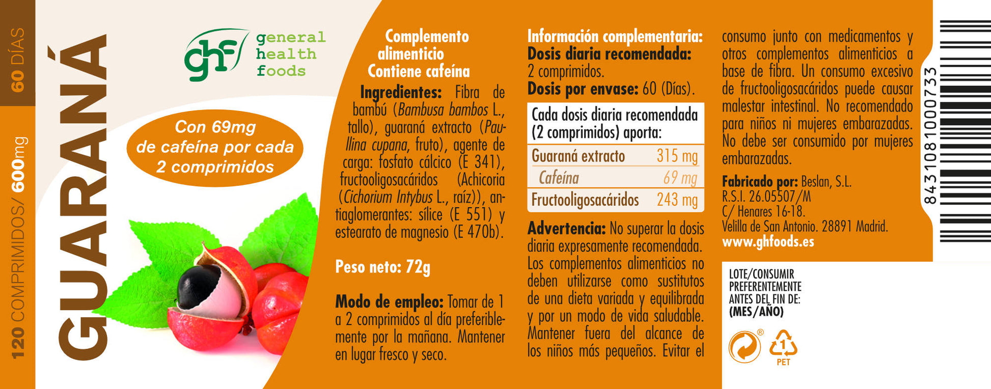 Guarana 120 600mg tablets