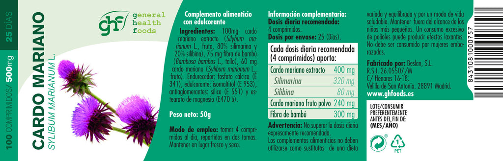 Milk thistle 100 500mg tablets