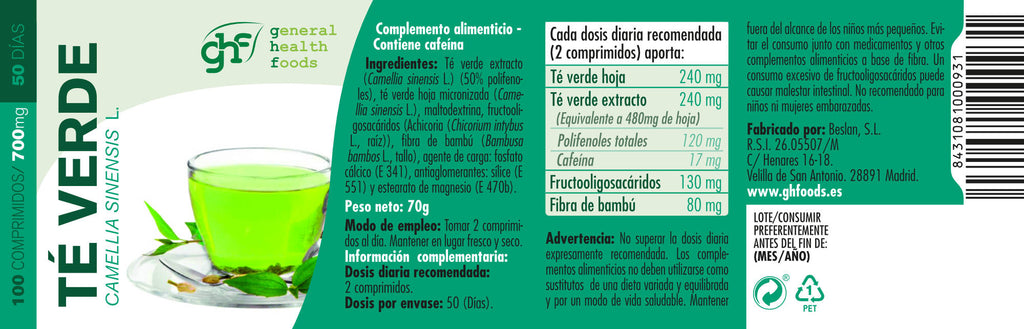 Green Tea 100 700mg tablets