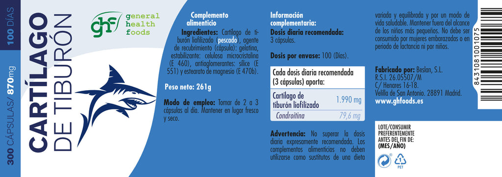 Shark Cartilage 300 capsules of 870mg
