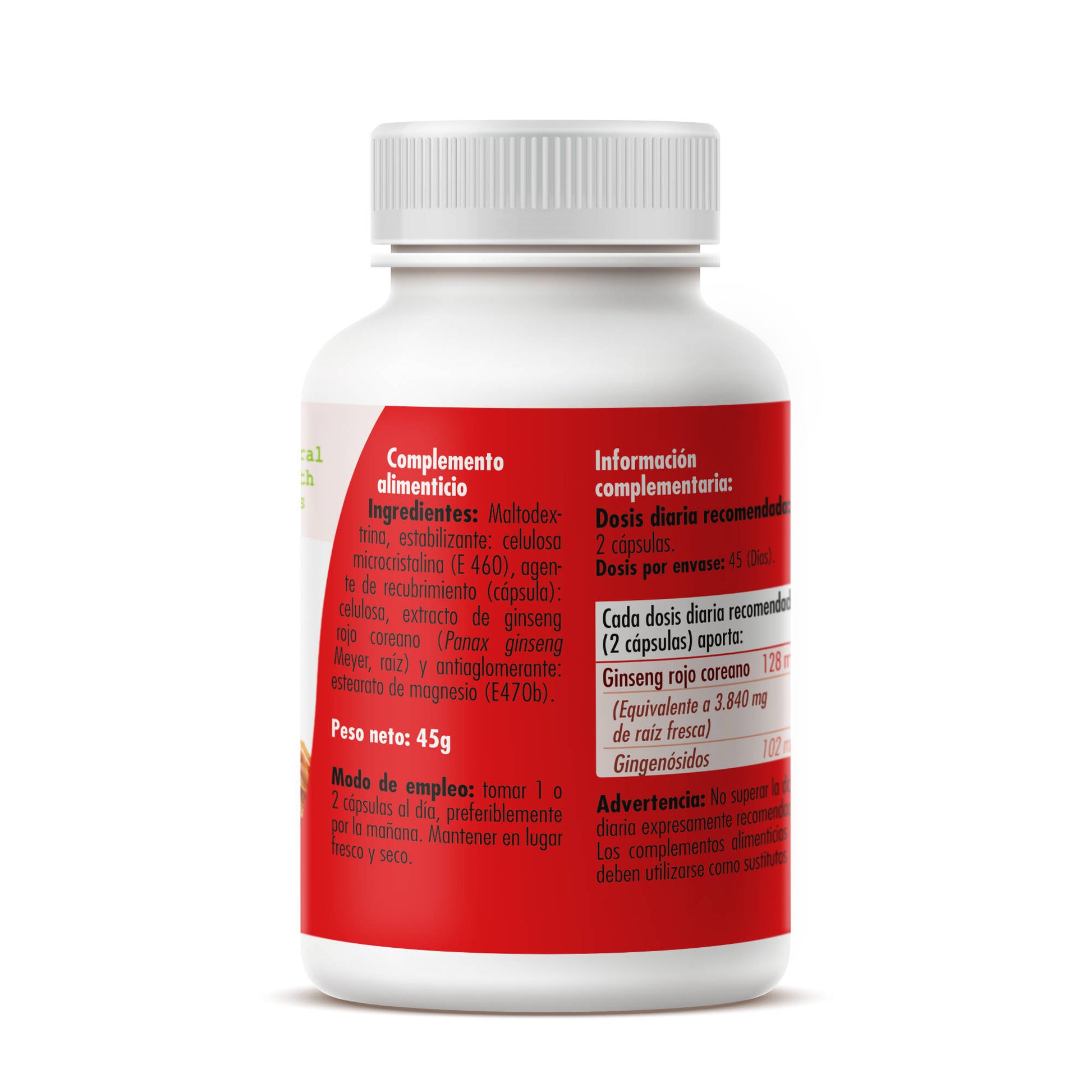 Korean Red Panax Ginseng 90 Vegetable Capsules of 500mg