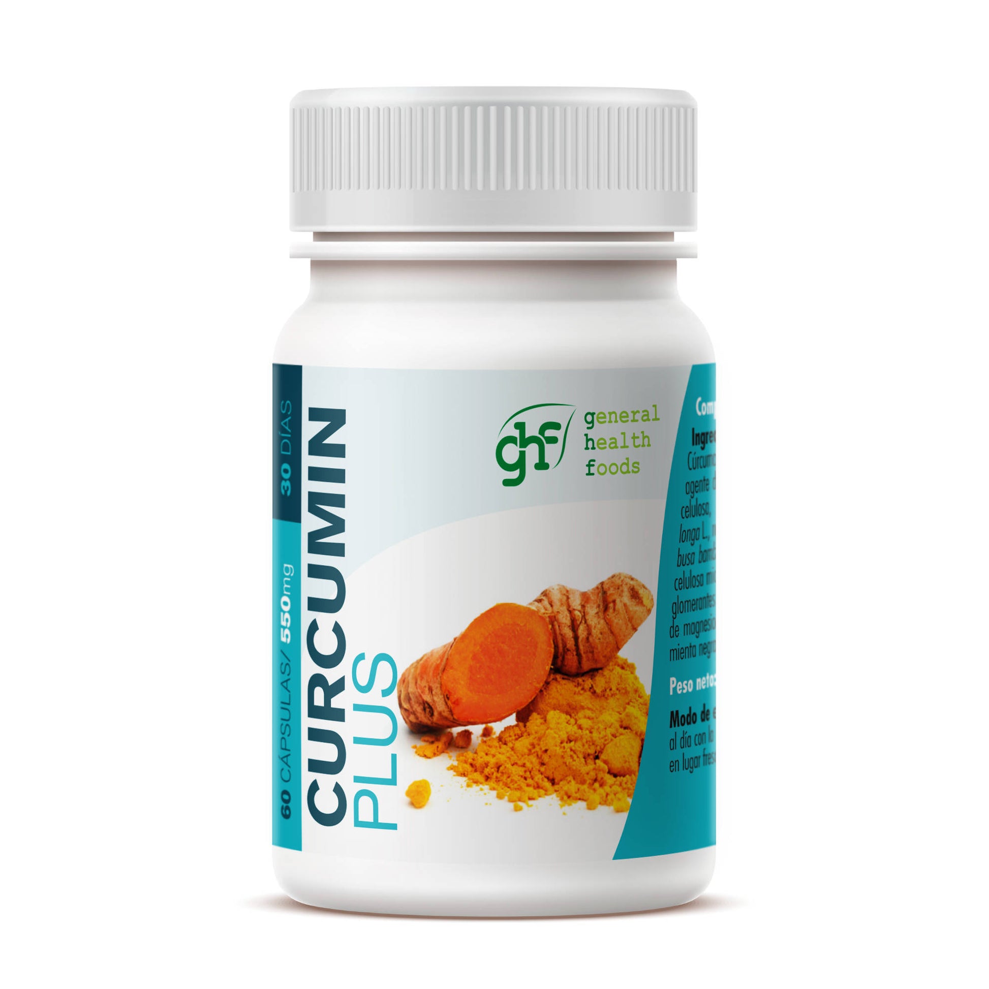 CURCUMIN+ with Ginger, Cinnamon and Pepper 60 vegetable capsules of 550mg