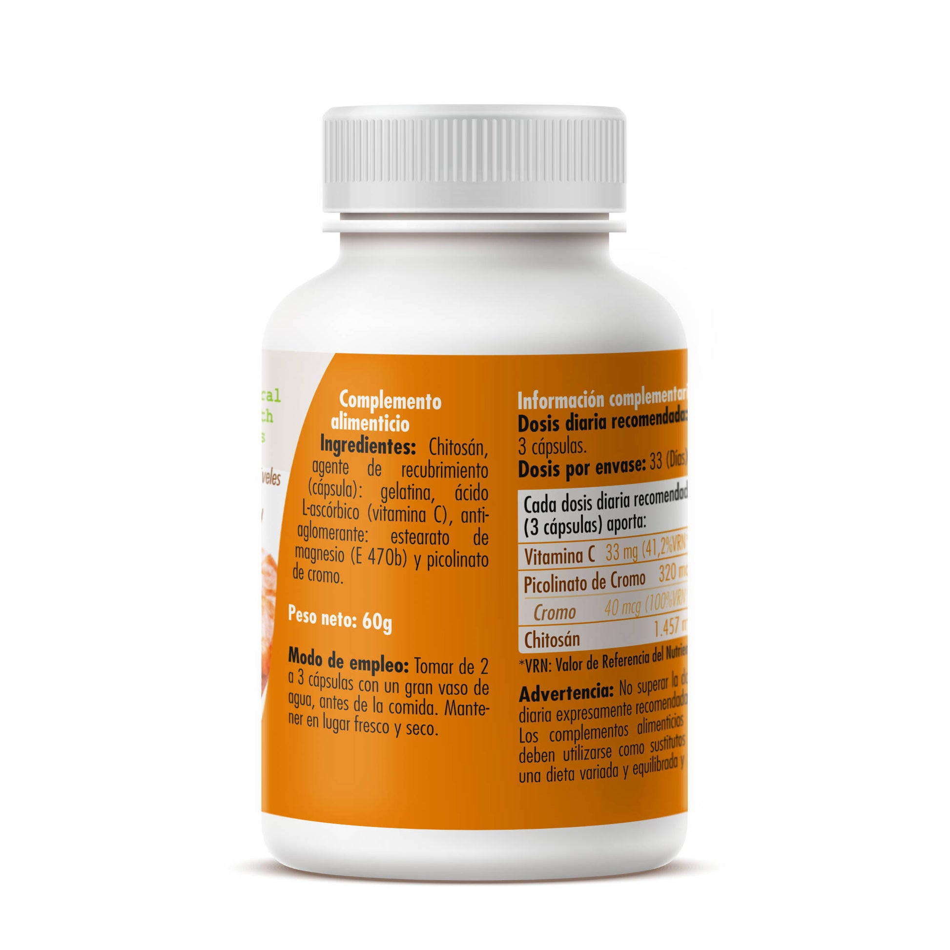 Chitosan with chromium and vitamin C 100 capsules of 600mg