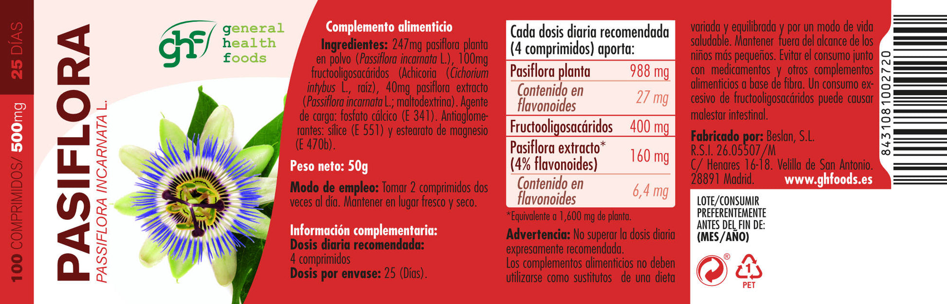Passionflower 100 500mg tablets