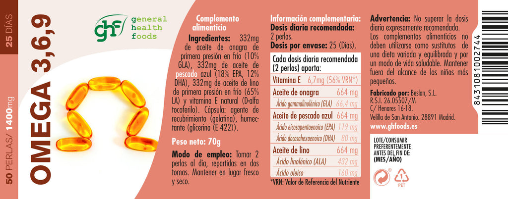 Omega 3, 6, 9 50 pearls of 1400mg