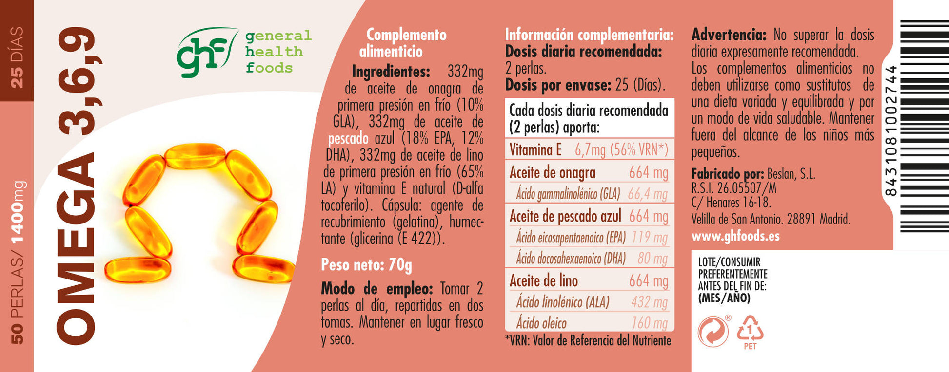 Omega 3, 6, 9 50 pearls of 1400mg