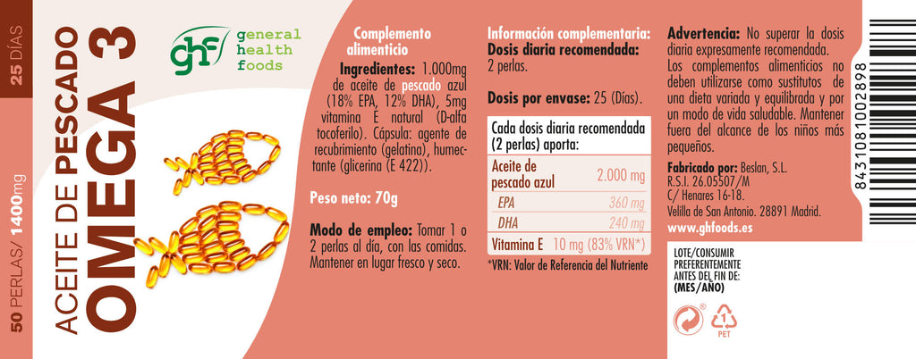 Fish Oil - Omega 3 50 pearls of 1400mg