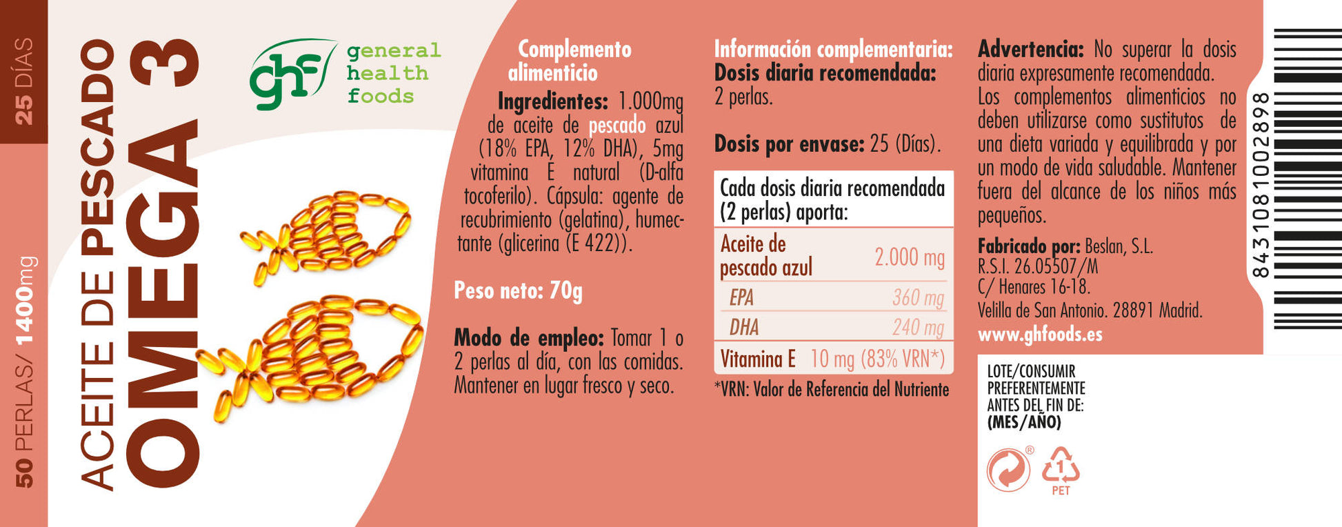 Fish Oil - Omega 3 50 pearls of 1400mg