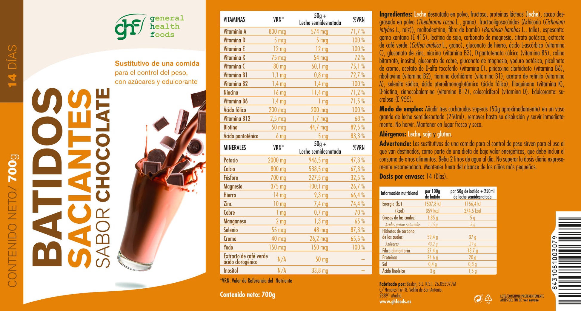 Satiating Chocolate Shakes, 700g