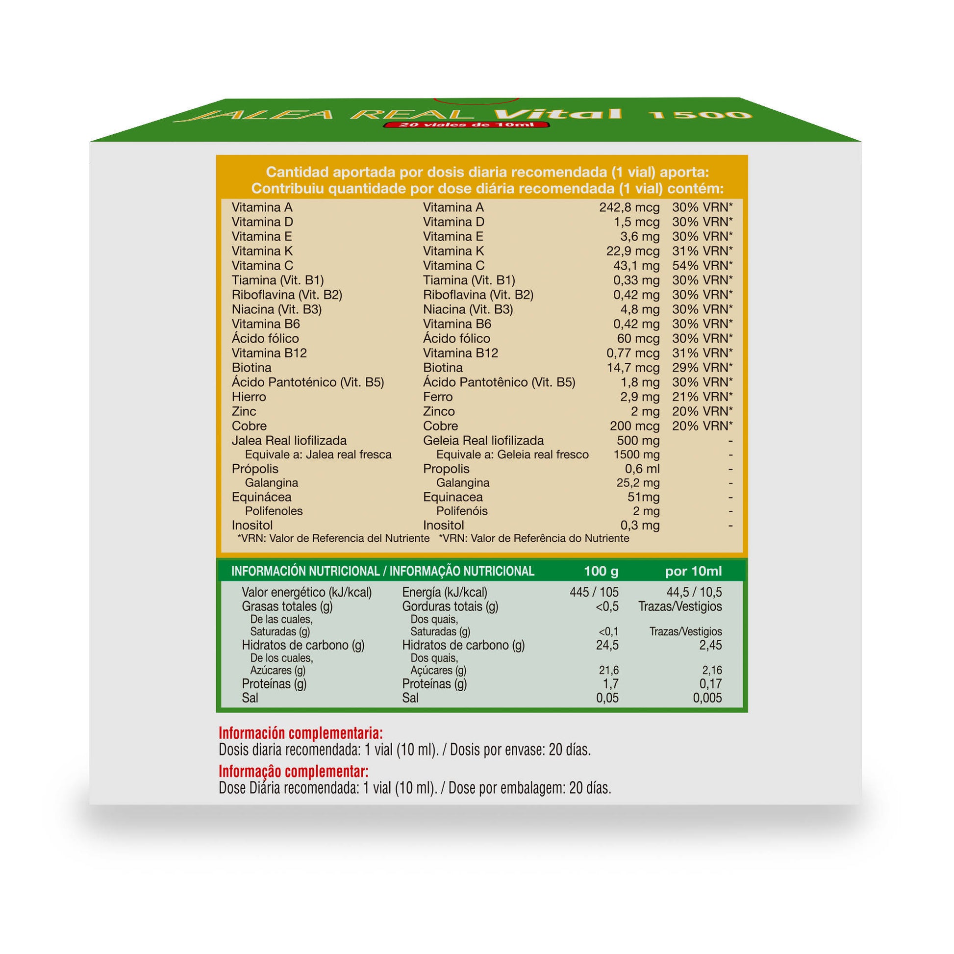 Vital Jelly 1500 20 glass vials