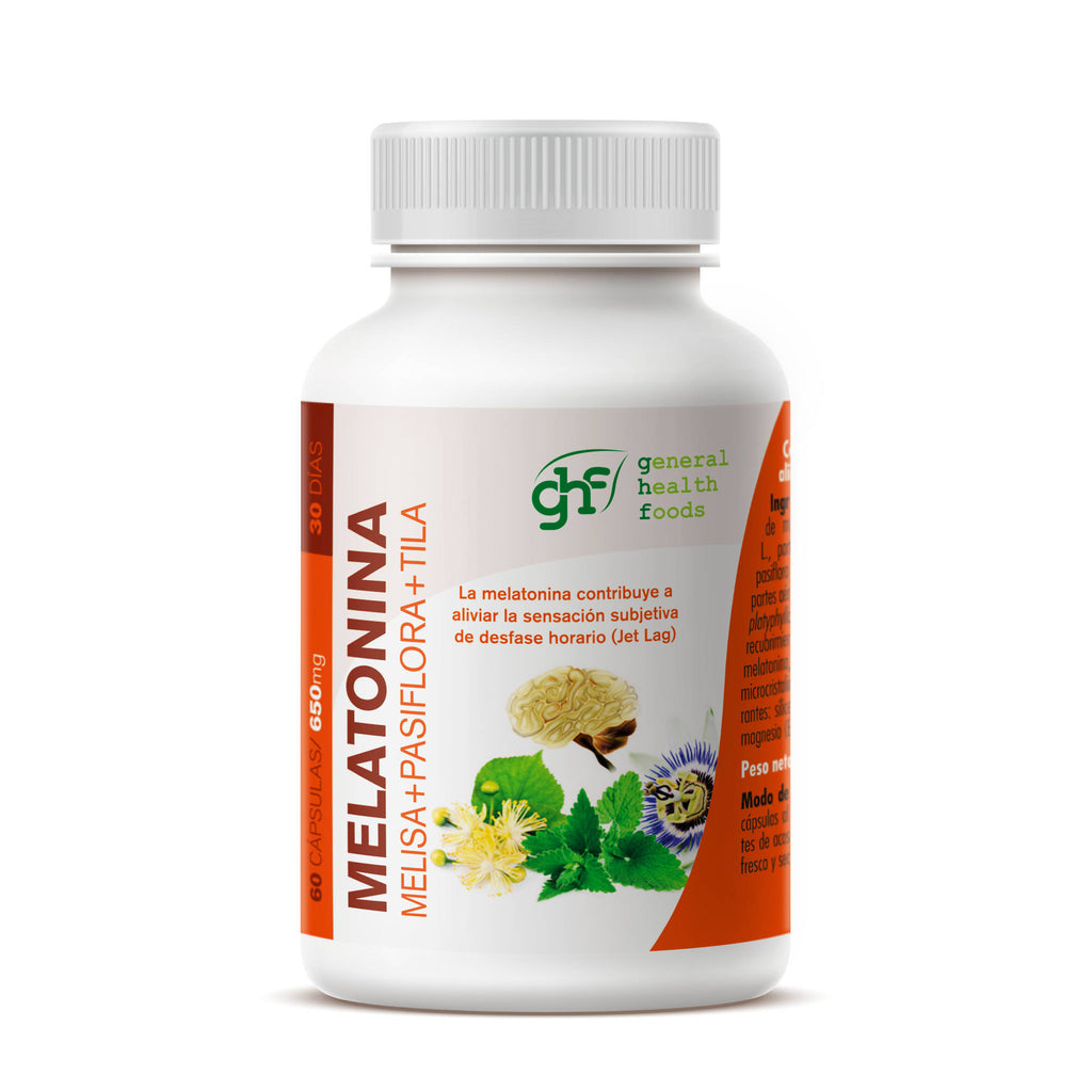 Melatonina Melissa + Pasiflora + Tila 60 cápsulas vegetales de 650mg