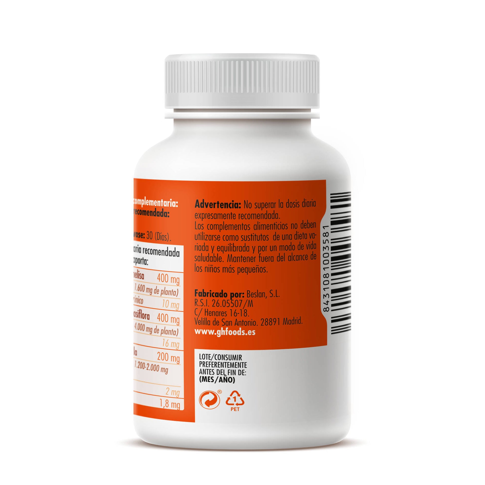 Melatonin Melissa + Passionflower + Linden 60 vegetable capsules of 650mg