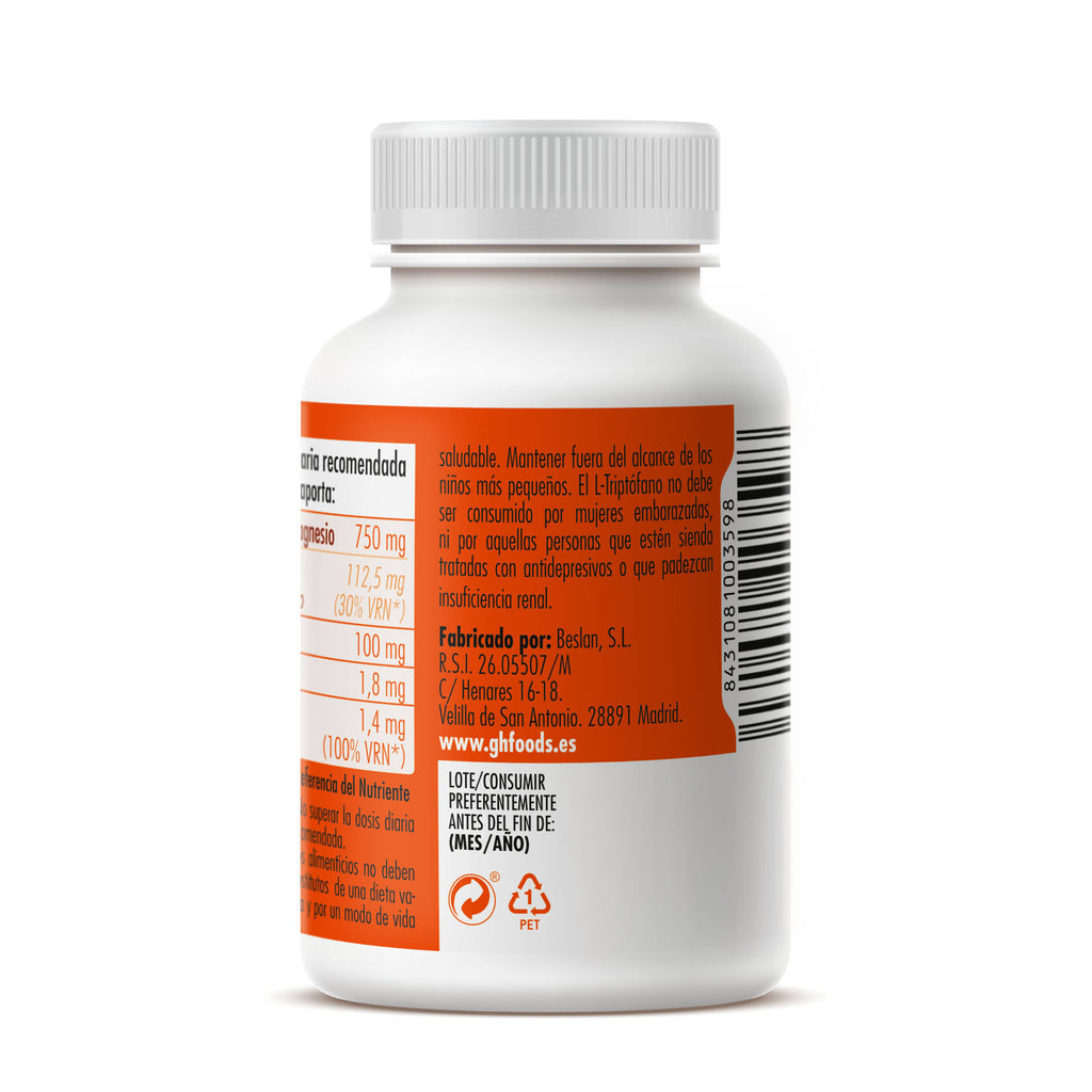 Melatonin Complex Magnesium + L-Tryptophan + Vitamin B6 60 vegetable capsules of 550mg