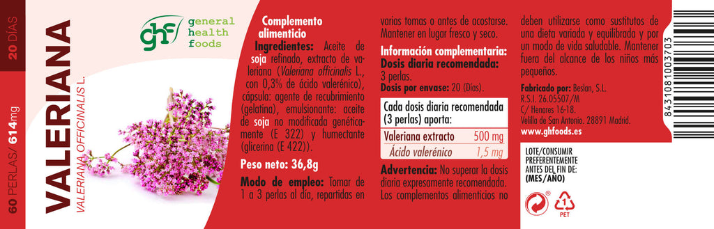 Valerian 60 pearls of 610mg