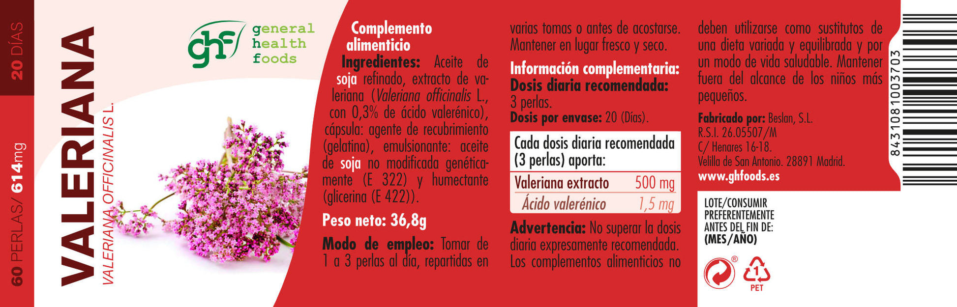 Valerian 60 pearls of 610mg