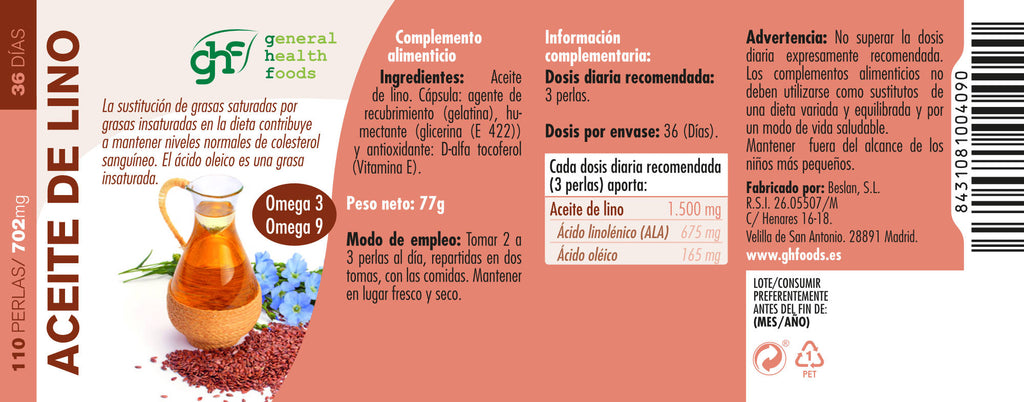 Flaxseed Oil 110 pearls of 702mg