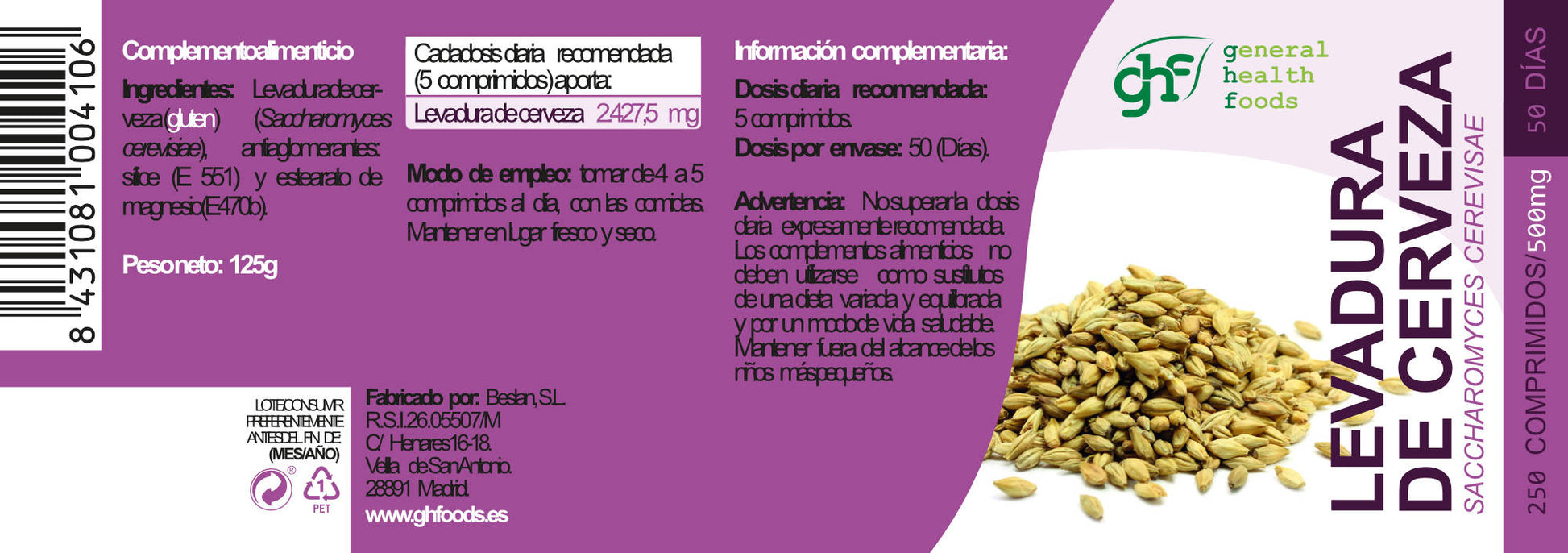 Brewer's Yeast 250 tablets of 500mg