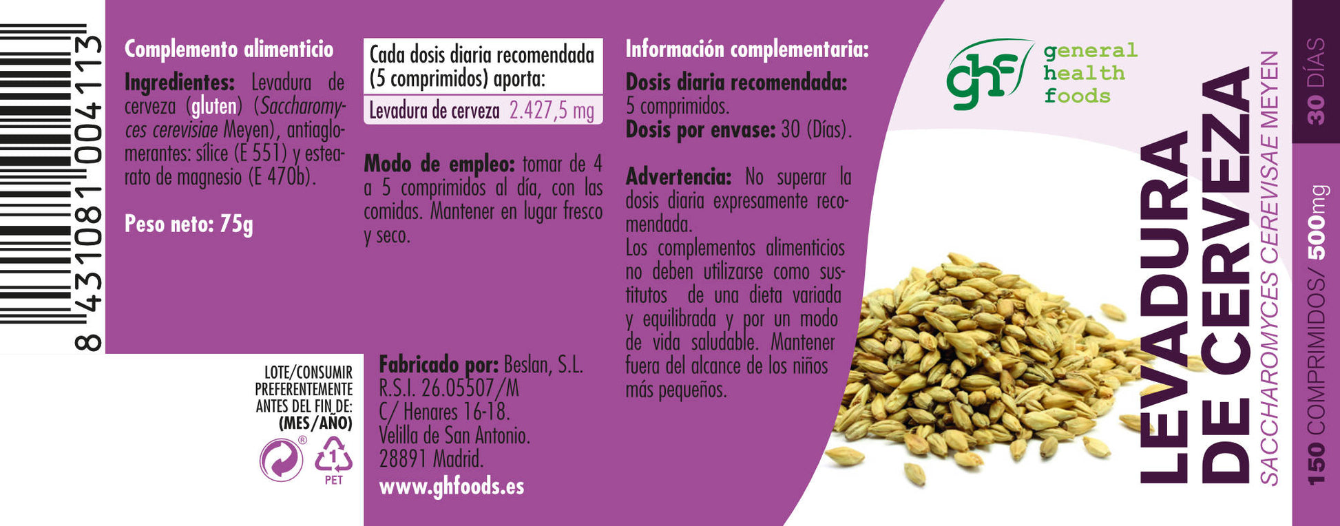 Brewer's Yeast 150 Tablets of 500mg