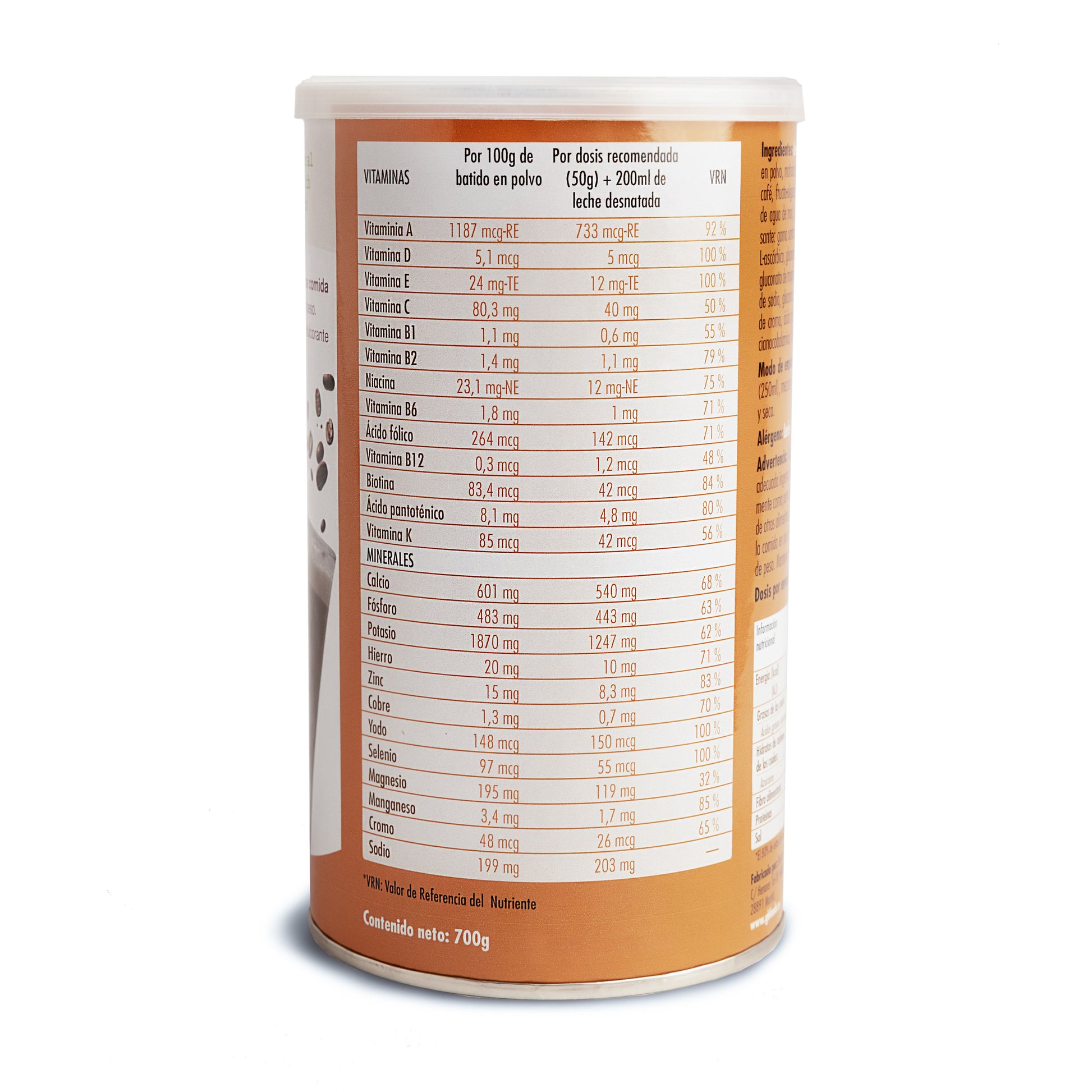 BATIDO SACIANTE SABOR CAPUCCINO CONTENIDO NETO 700g