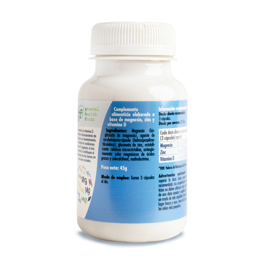 BISGLICINATO DE MAGNESIO ENRIQUECIDO CON ZINC Y VITAMINA D PESO NETO 45g
